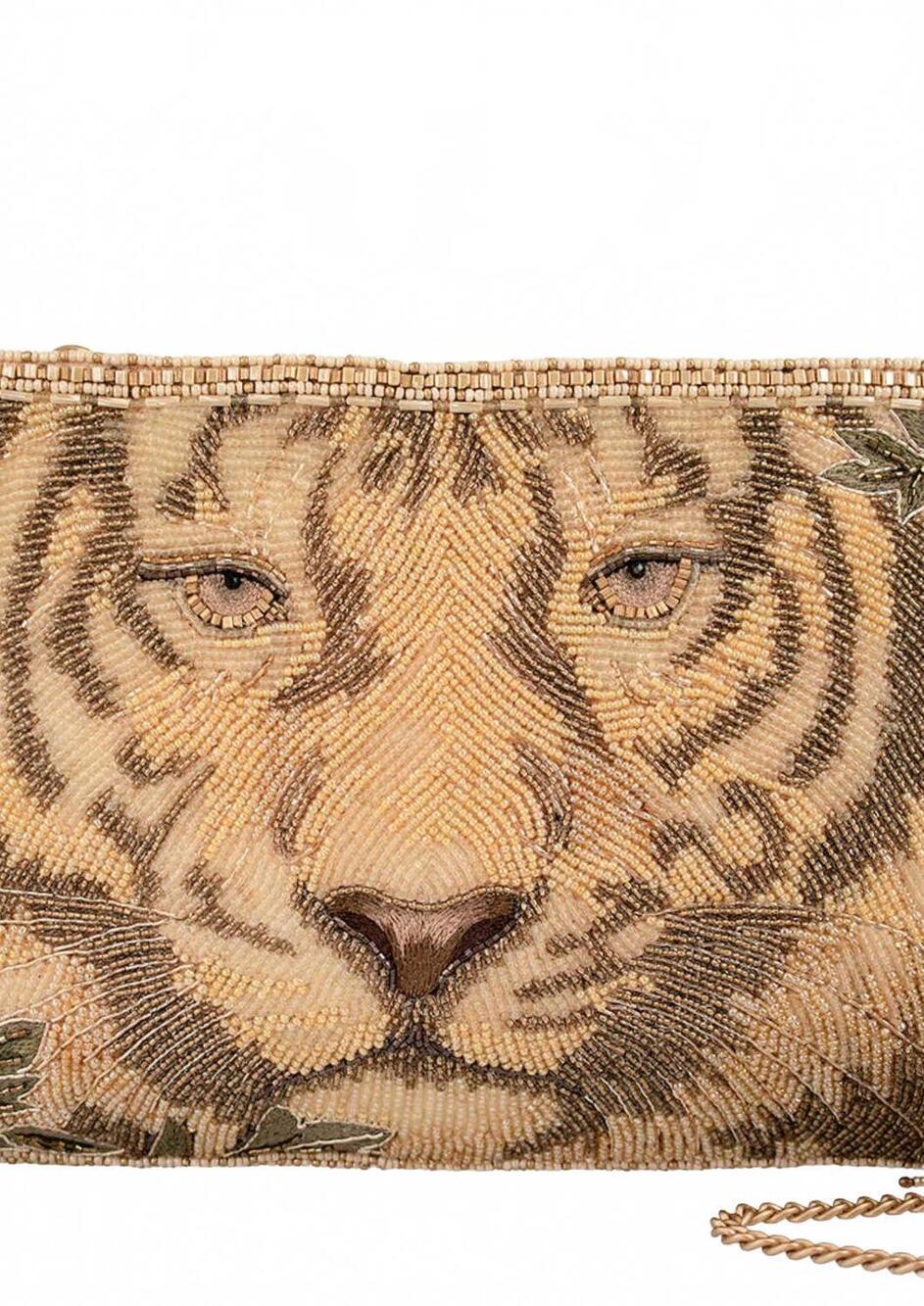 NEW MARY FRANCES women's savage beaded crossbody bag in tiger face - Picture 2 of 2